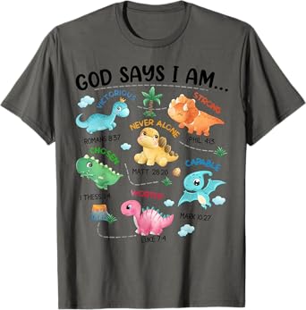 God Says I Am Funny Dinosaur Bible Verse Christian Kids Boys T-Shirt