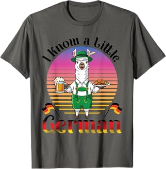 Bavarian Llama With Beer Schnitzel I Know A Little German T-Shirt