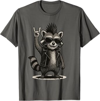 Raccoon Punk Rock Music Vintage T-Shirt