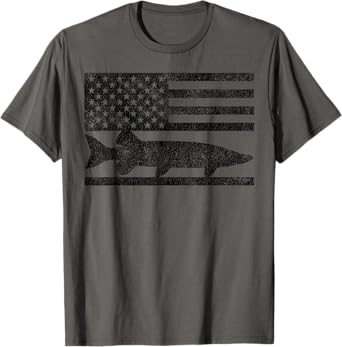 Musky Fishing - Muskie Fisherman American Flag Gift T-Shirt