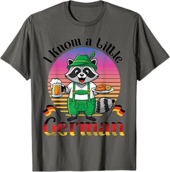 Bavarian Raccoon With Beer Schnitzel I Know A Little German T-Shirt