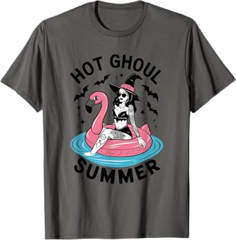 Hot Ghoul Summer Funny Witch Gothic Spooky Retro Halloween T-Shirt