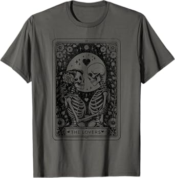 The Lovers Tarot Cards Skeleton Men Women Tarot Card T-Shirt