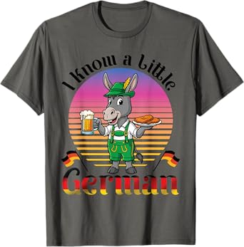 Bavarian Donkey With Beer Schnitzel I Know A Little German T-Shirt