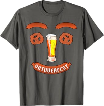 Oktoberfest German Beer Pretzel Sausage Smile Face Costume T-Shirt