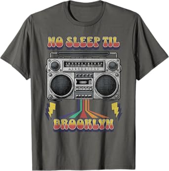 Vintage No Sleep Til Brooklyn Retro Style Stereo Radio T-Shirt