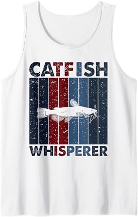 Fish Dad Mom Whisperer - Fisherman Vintage Catfish Fishing Tank Top
