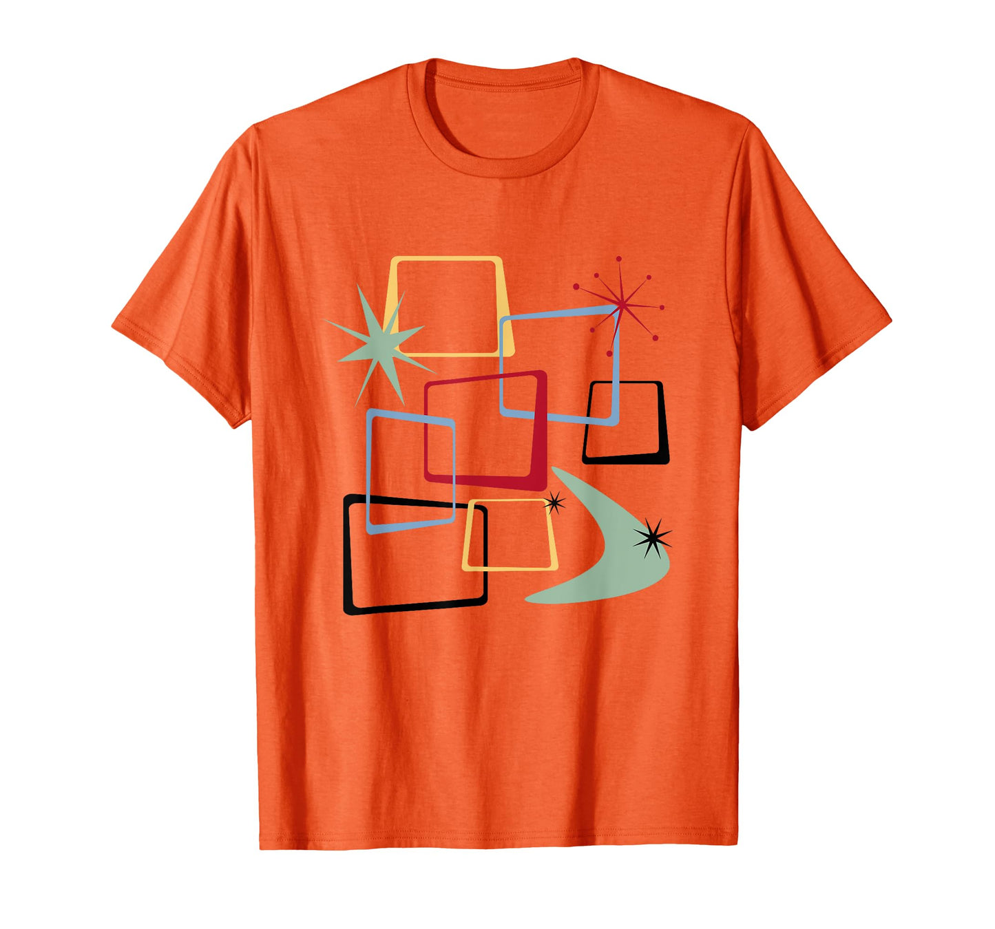 Retro Atomic Squares Stars And Boomerang Mid Century Modern T-Shirt