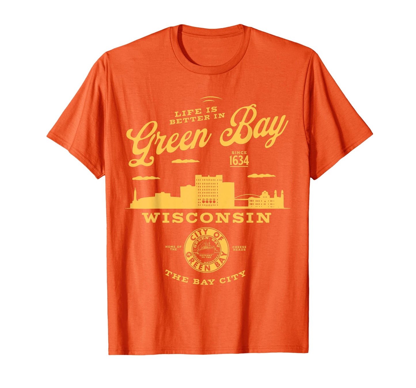 Life is Better in Green Bay Wisconsin Vintage Skyline T-Shirt