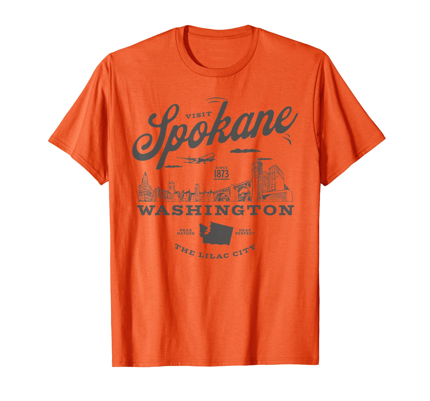 Visit Spokane Washington Since 1873 Vintage Skyline T-Shirt