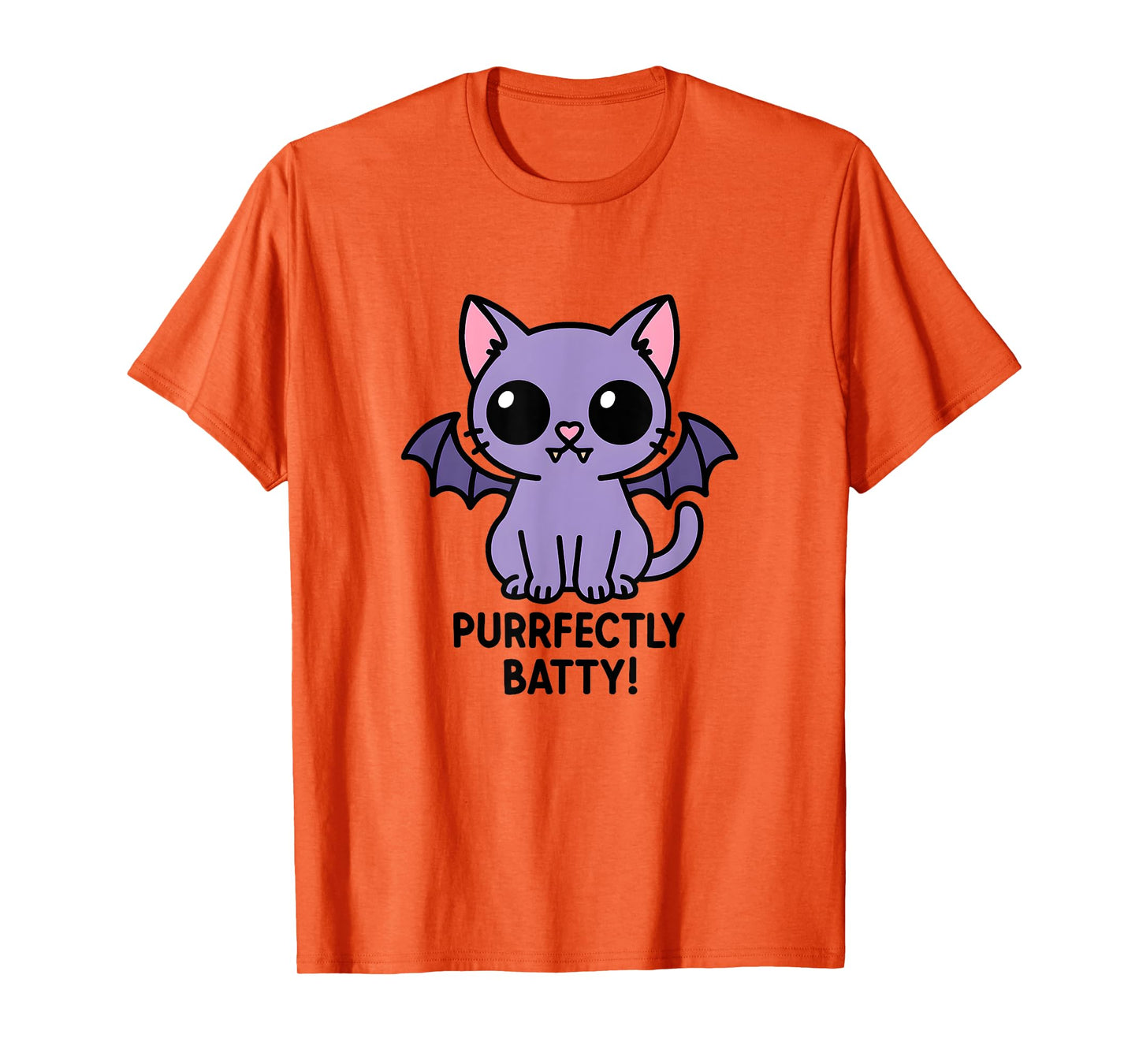 Purrfectly Batty Purple Cat Bat Funny Cute Halloween T-Shirt