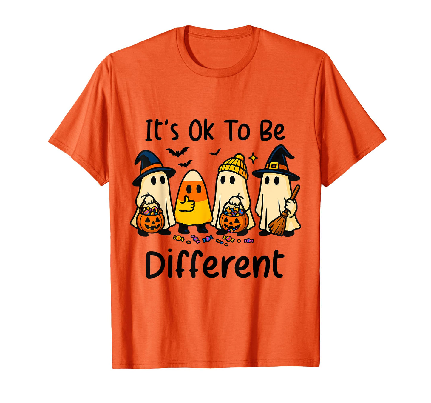 Halloween Candy Corn Ghost Its Ok to Be Different Kids Girl T-Shirt