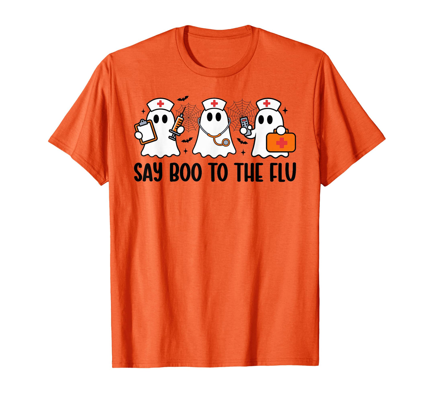 Funny Nurse Ghost Halloween Vaccine Say Boo to The Flu T-Shirt