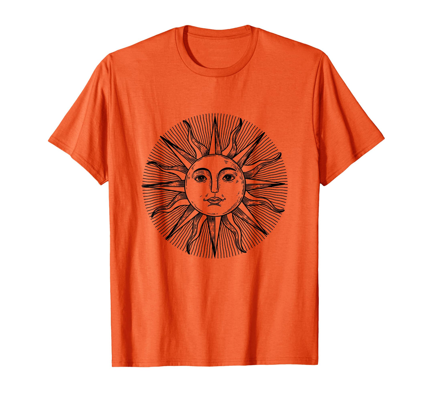 Vintage 70s Sun Face Drawing Art Sun With Face Symbol T-Shirt