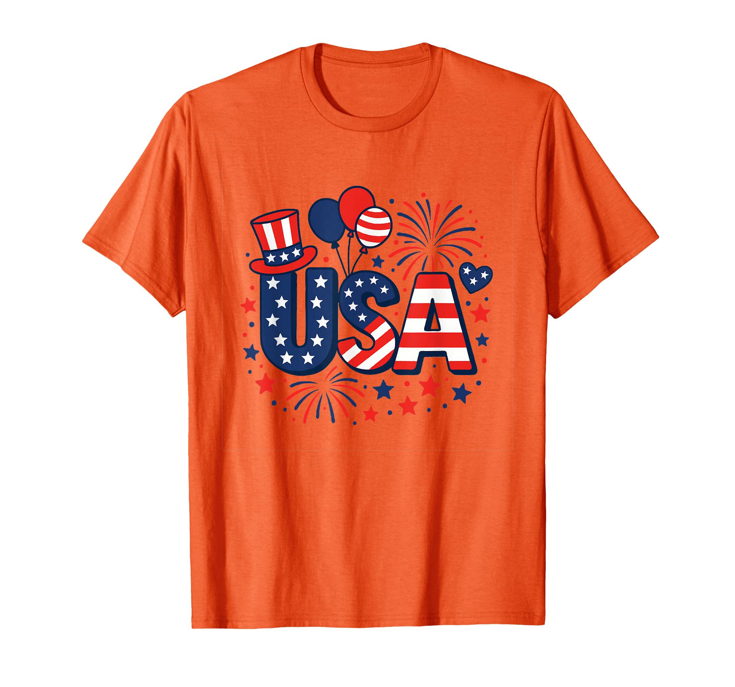 4th of July Shirts Cotton Crewneck USA American Flag T-Shirt T-Shirt
