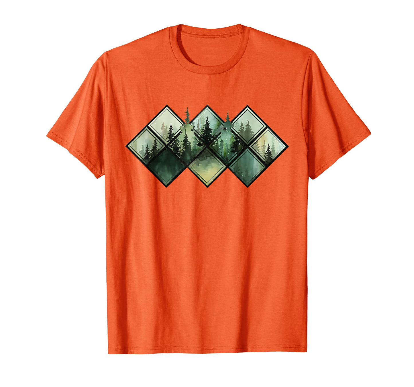 Trees Nature Mountains Wildlife Windows Watercolor Forest T-Shirt