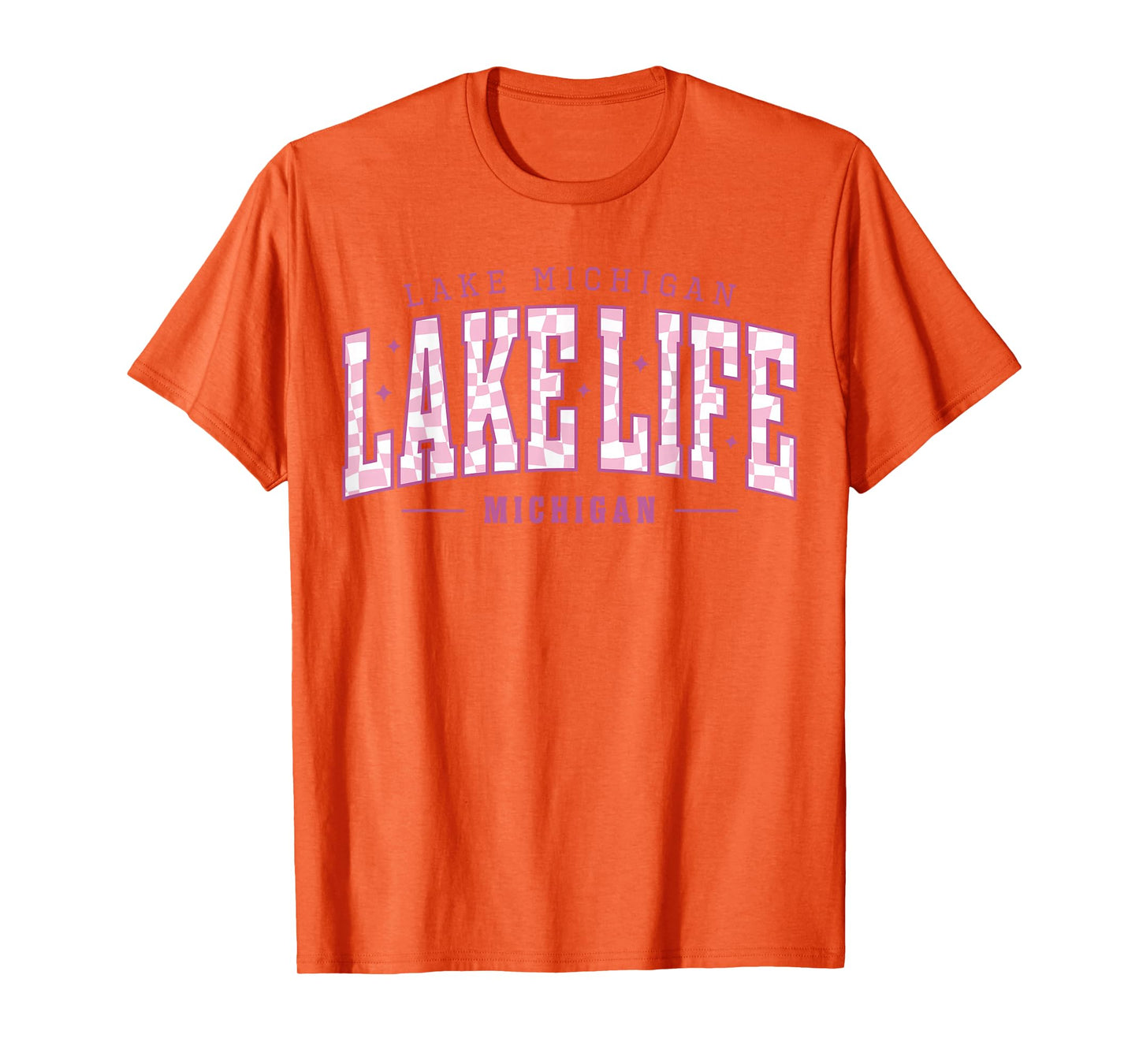 Lake Life Checkerboard Michigan Lake Summer Vacation Babe T-Shirt