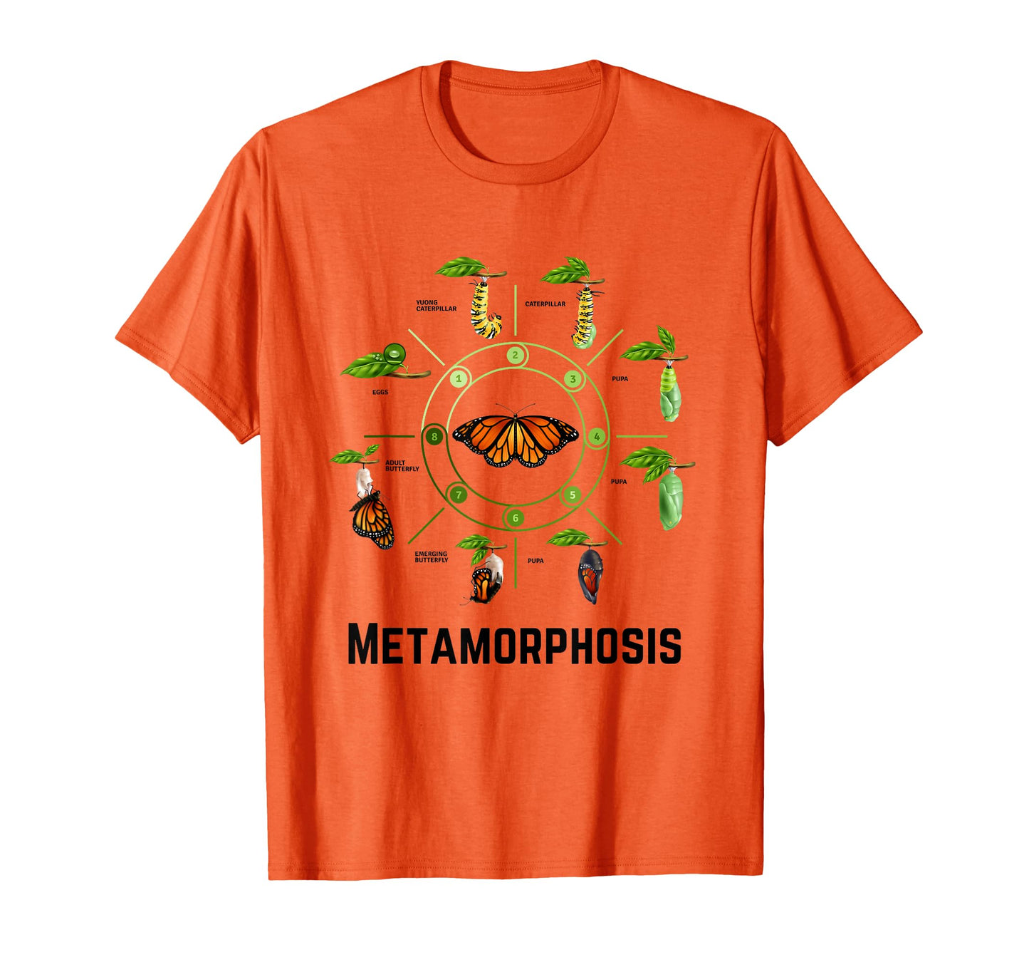 Funny Caterpillar Lifecycle Metamorphosis Monarch Butterfly T-Shirt