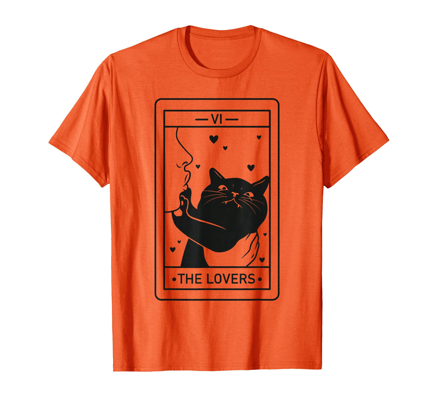 Black Cat Tarot Halloween Witchy Cat The Lovers Men Women T-Shirt