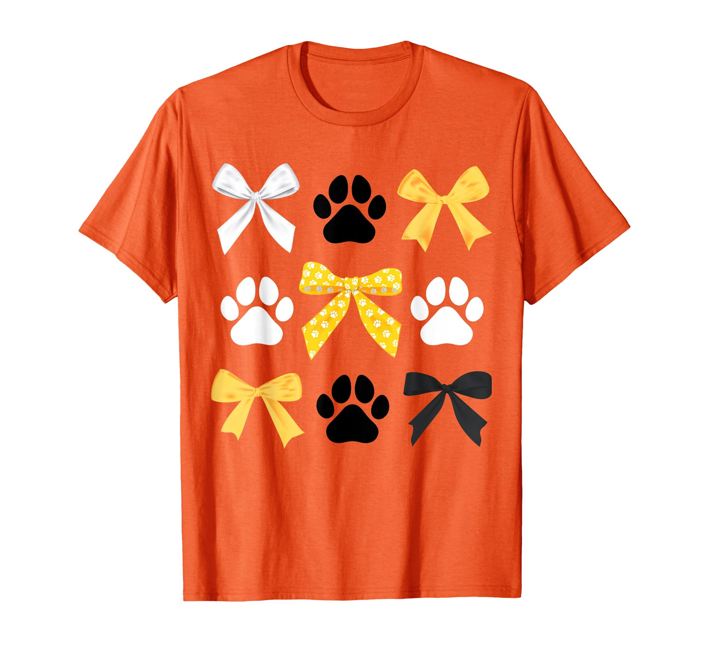 Coquette Bows and Paw Print Trendy School Spirit Teacher T-Shirt