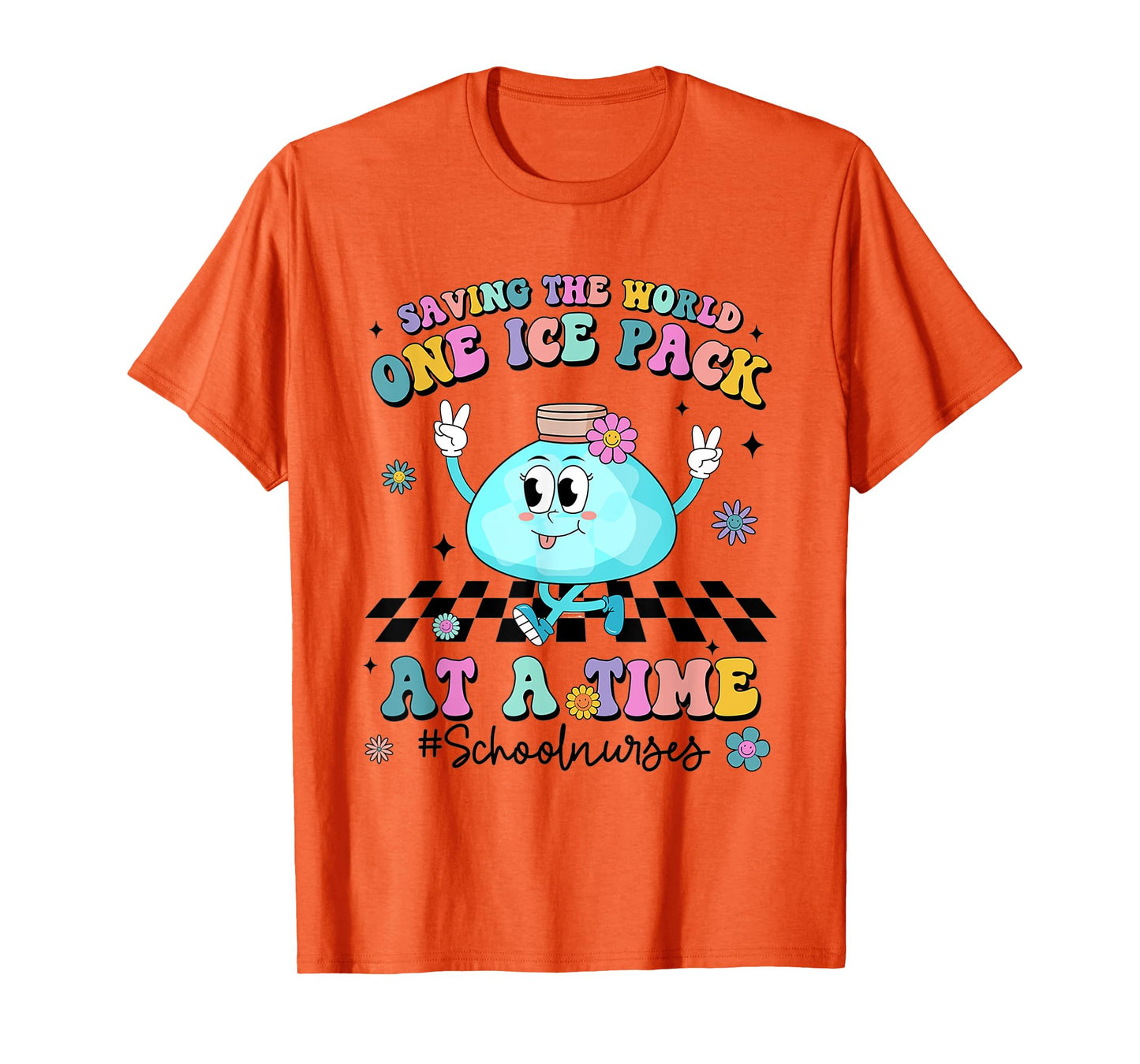 Saving The World One Ice Pack At Time Retro School Nurse T-Shirt