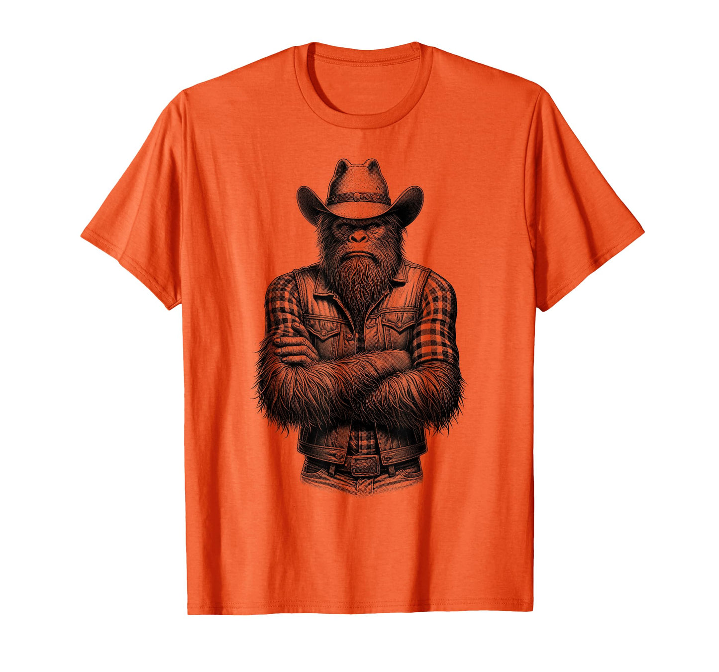 Bigfoot Sasquatch Funny Vintage Cowboy Cryptid Graphic Myth T-Shirt