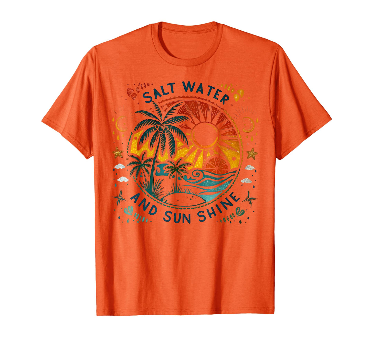 Salt Water And Sun Shine Beach Palm Tree Summer Vacation T-Shirt