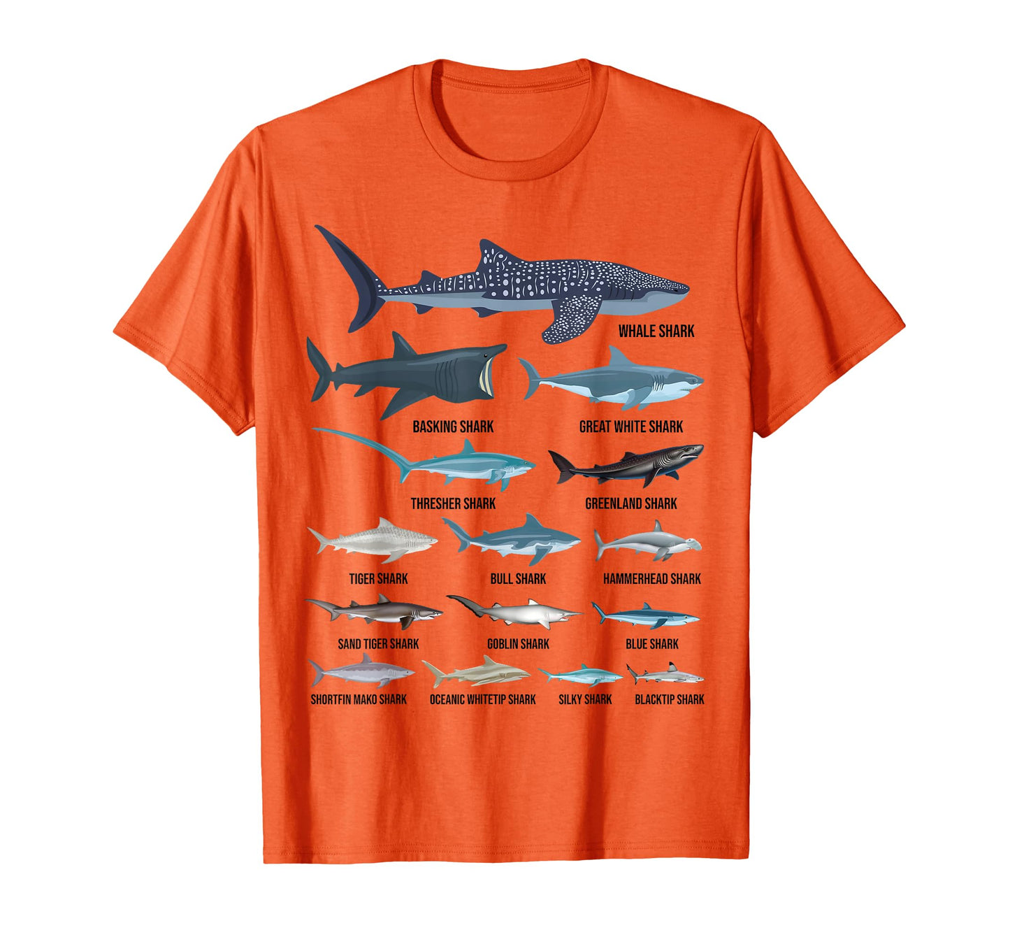 Types of Sharks Shark Species Identification Ocean Lovers T-Shirt