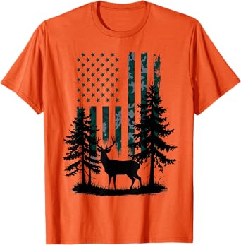 Boys Kids Orange Hunting Shirt Deer Hunter Toddler Camo Flag T-Shirt