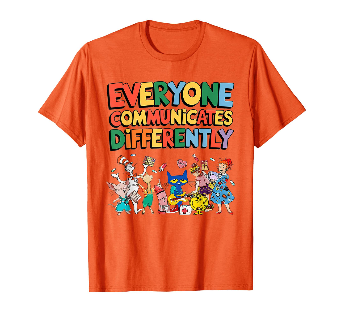 Everyone Communicates Differently Funny Book Kids Teacher T-Shirt