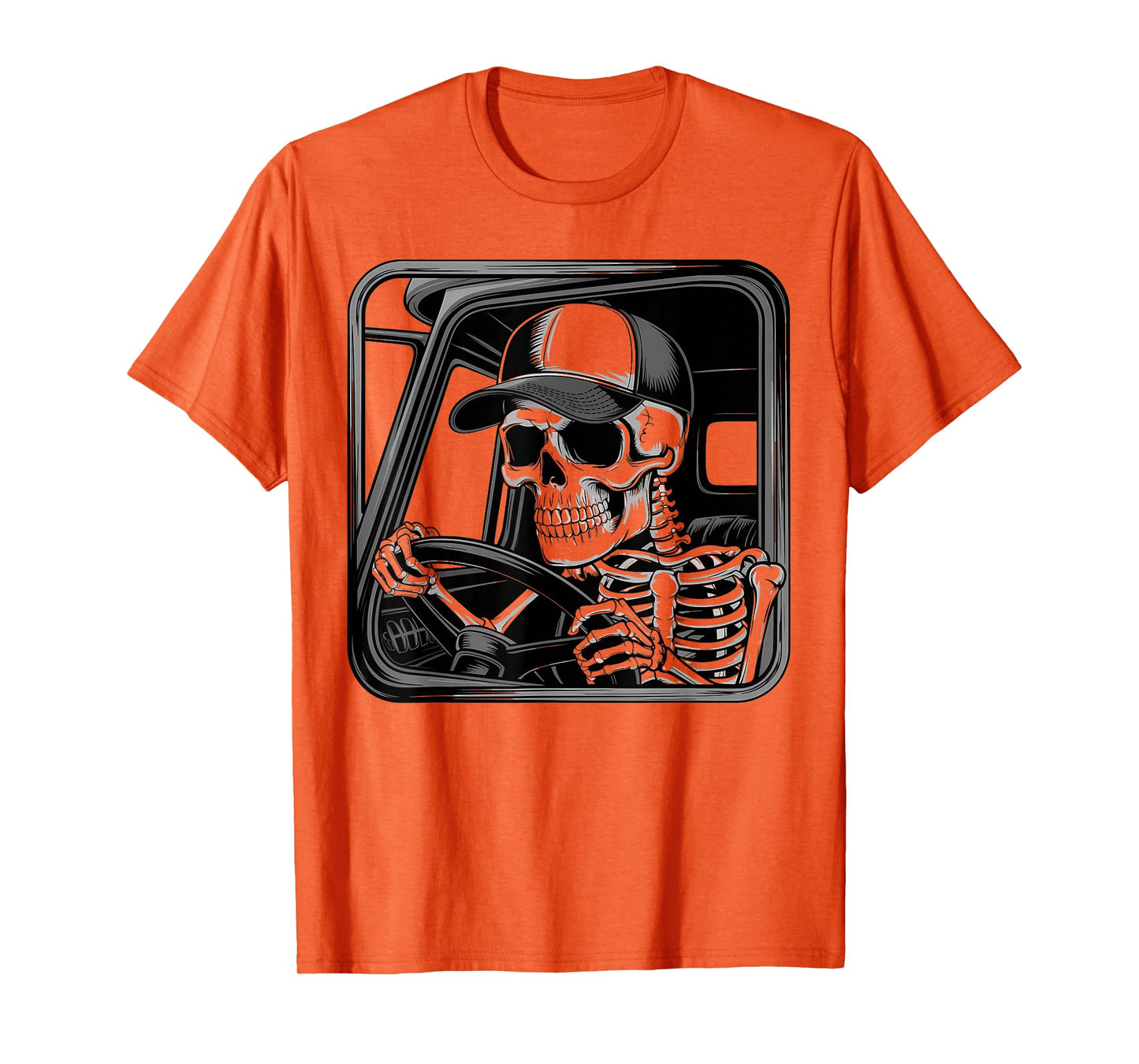 Skeleton Trucker Driving Illustration T-Shirt