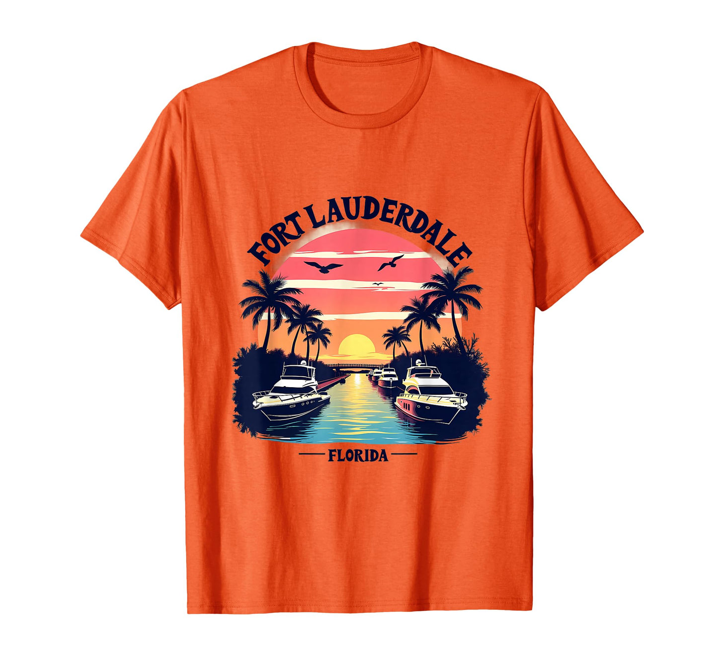Fort Lauderdale Florida Sunset Boating Scene T-Shirt