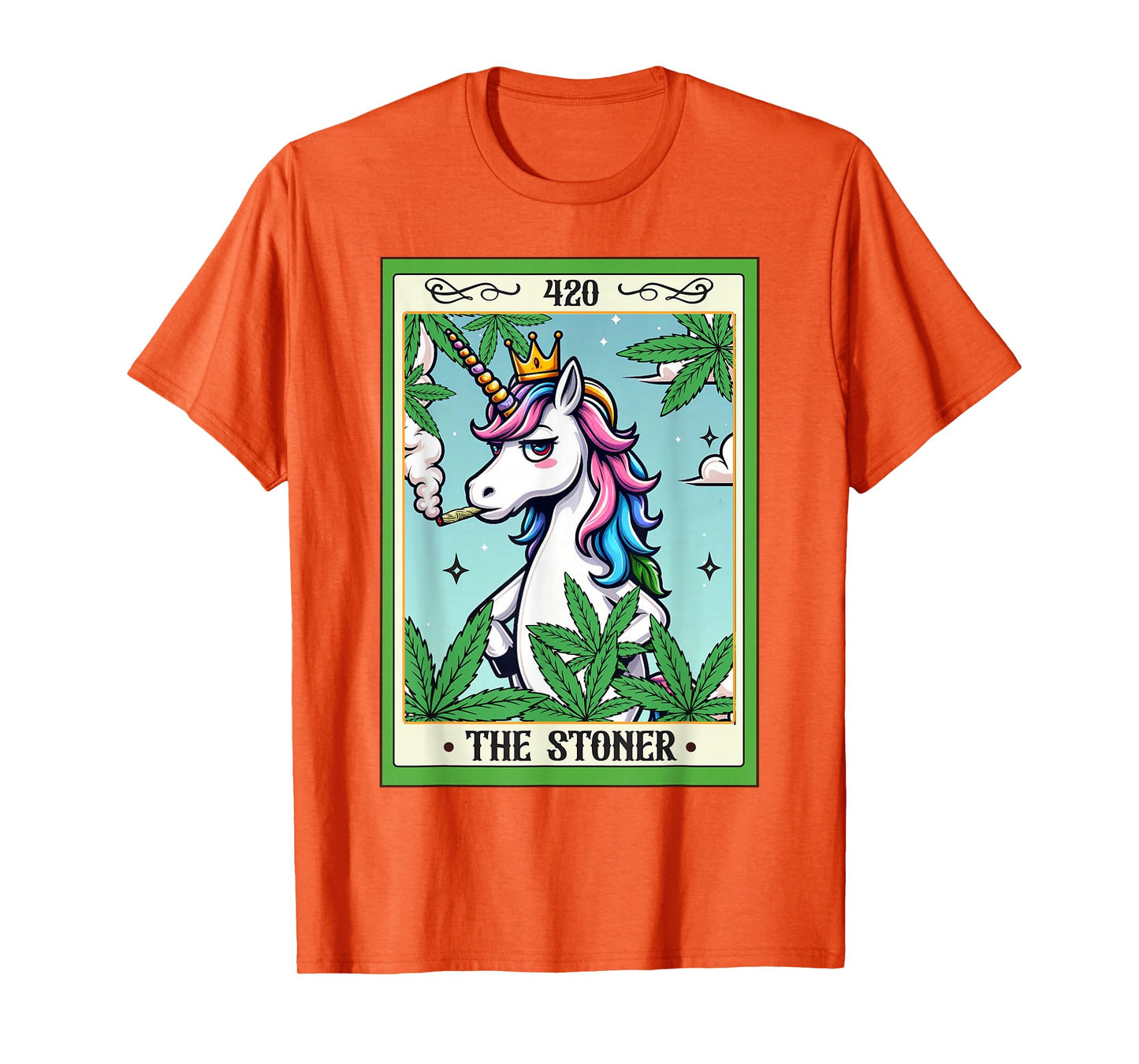 Cannabis Weed Unicorn Smoking 420 The Stoner Tarot Card T-Shirt