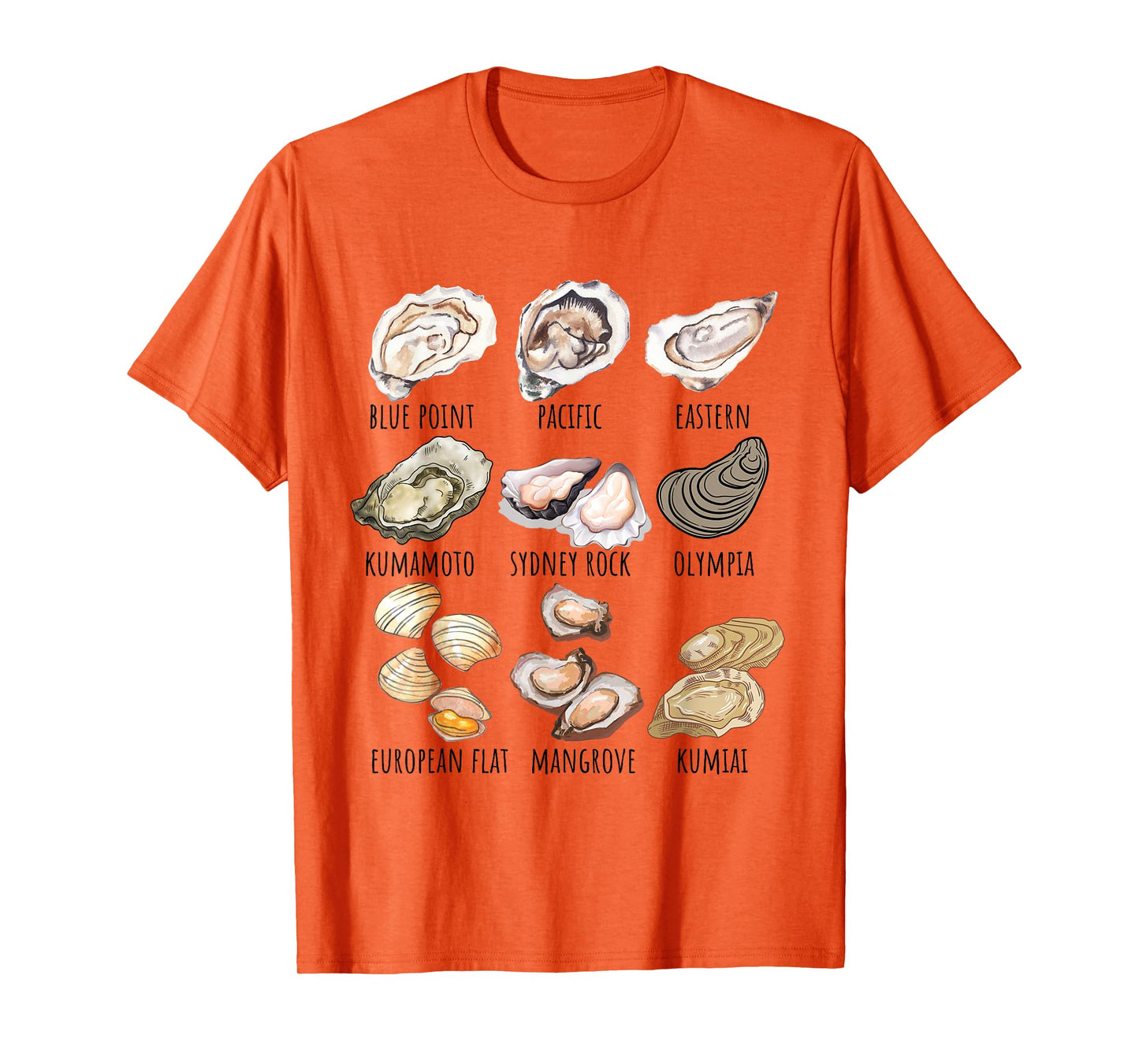 Different Type of Oysters Breed Collection,Cute Oyster Lover T-Shirt