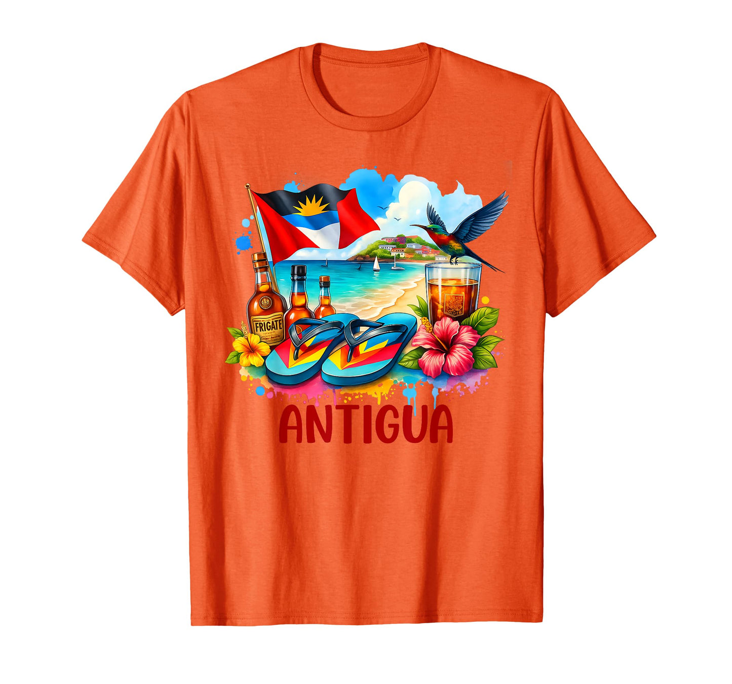 Antigua and Barbuda Flag Island Flip Flops Tropical Beach T-Shirt