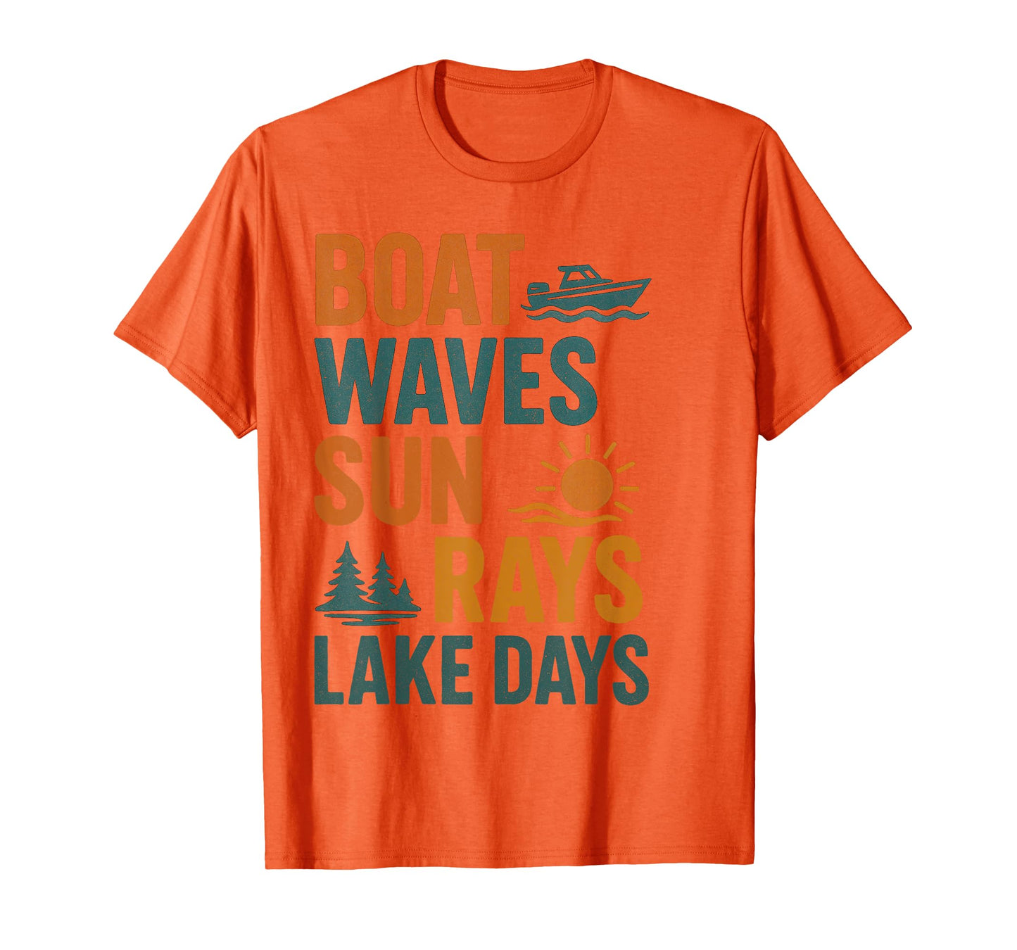 Boat Waves Sun Rays Lake Days Retro Summer - Lake Life Vibes T-Shirt