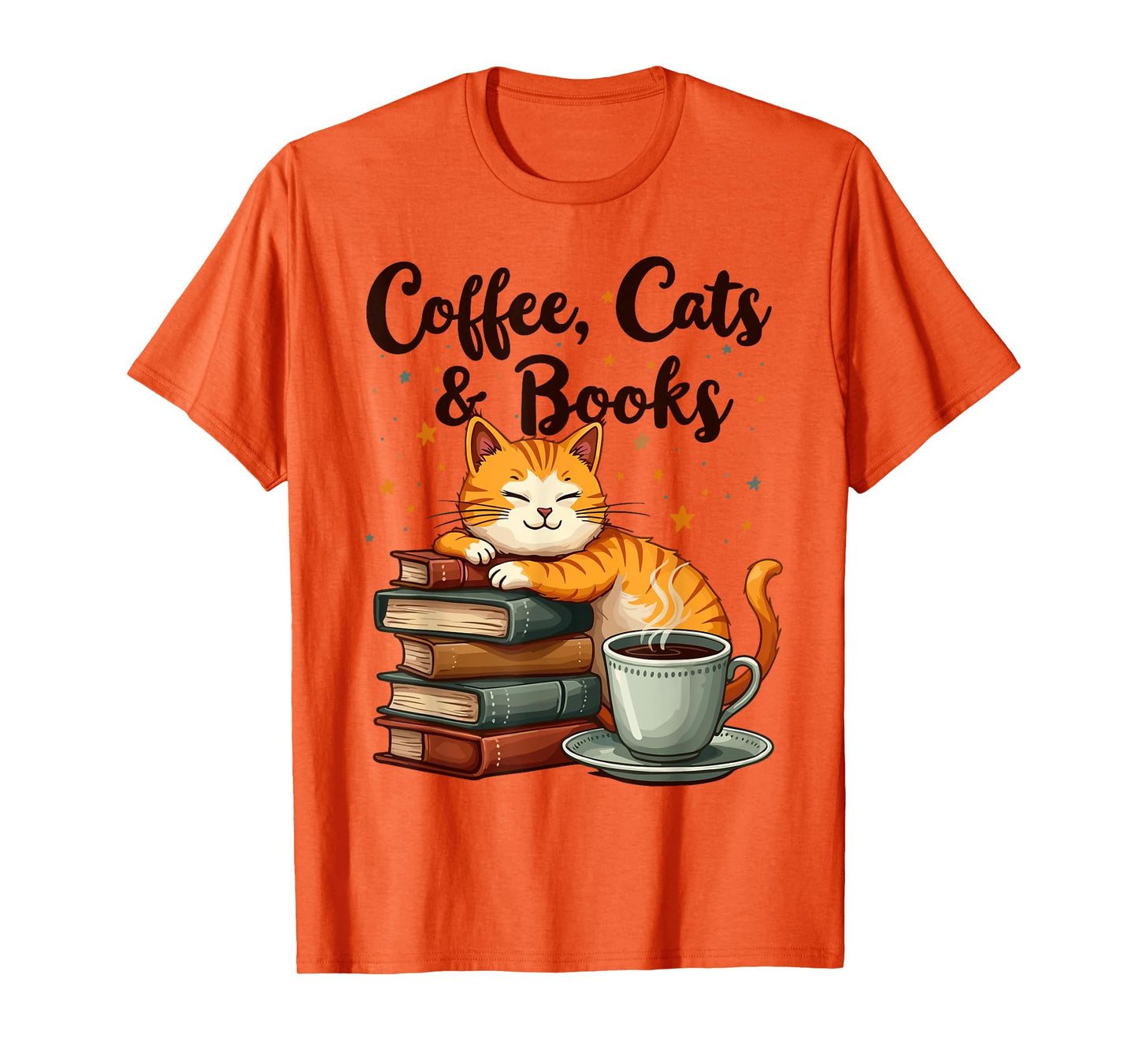 Coffee Cats And Books Lover, For Women & Girls, Funny Coffee T-Shirt