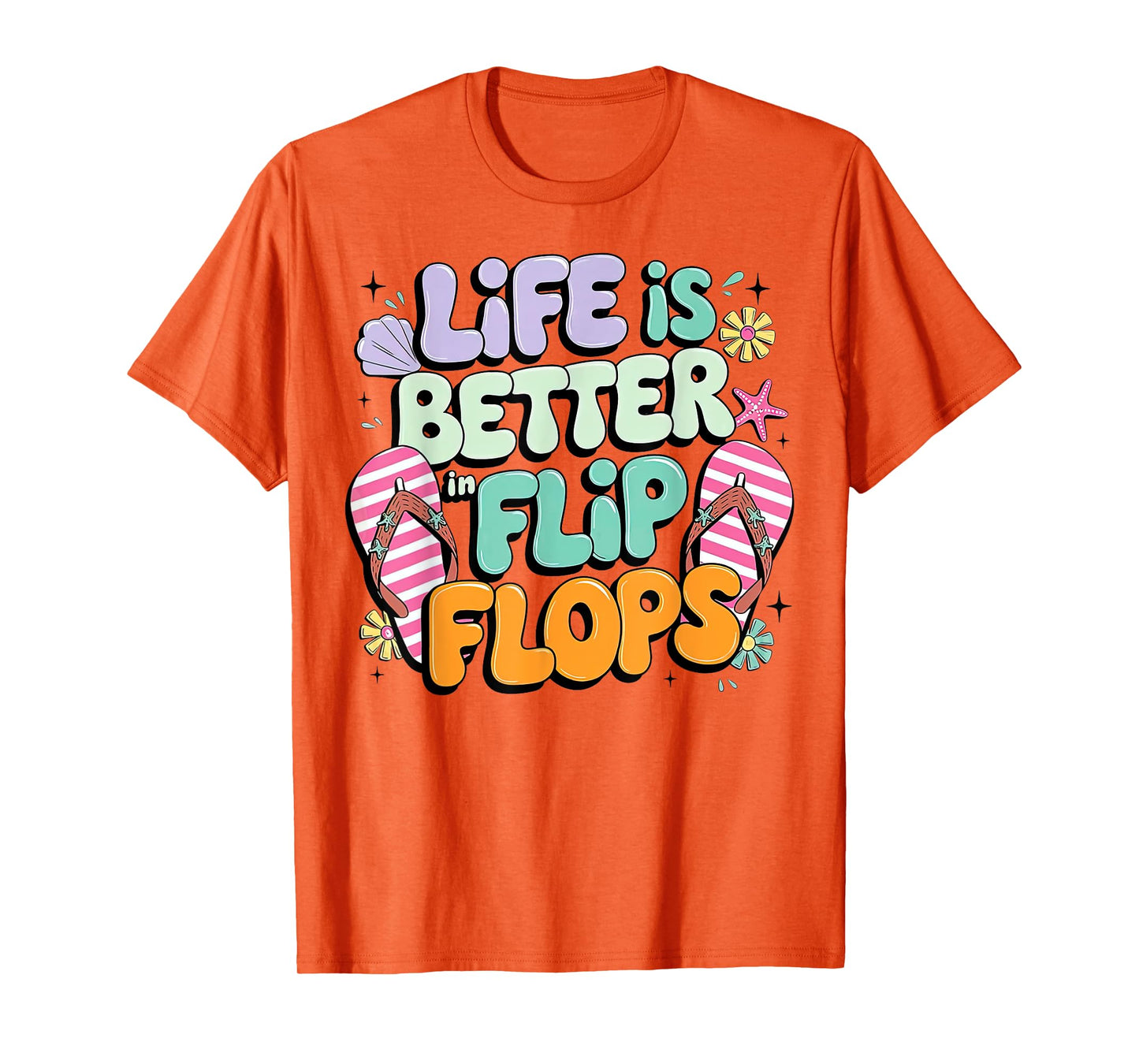 Life Is Better In Flip Flops Retro Summer Beach Girls Womans T-Shirt