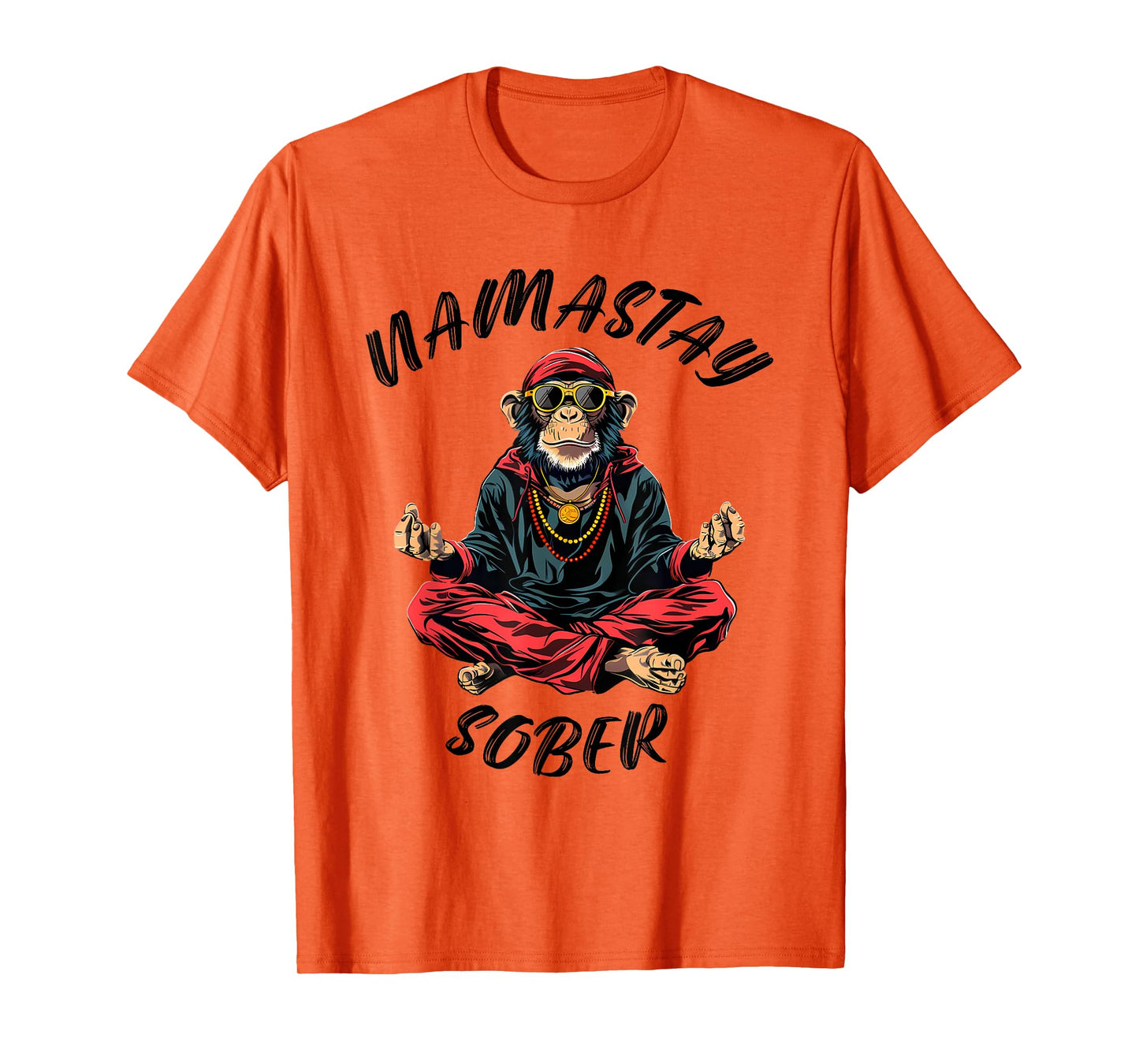 Namastay Sober Monkey Funny Sobriety Narcotics Anonymous T-Shirt