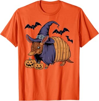 Pumpkin Bat Witch Costume Armadillo Halloween T-Shirt