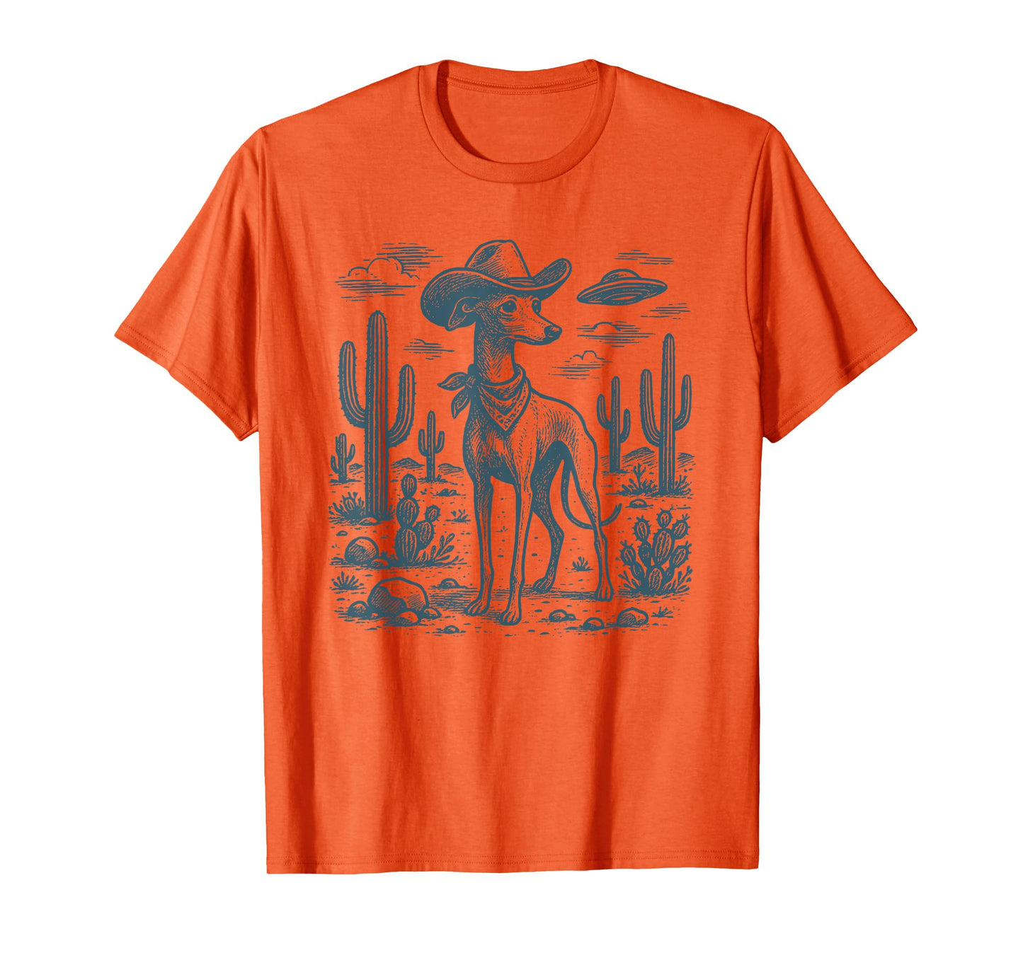 Vintage Italian Greyhound Cowboy UFO Whippet Iggy Sighthound T-Shirt