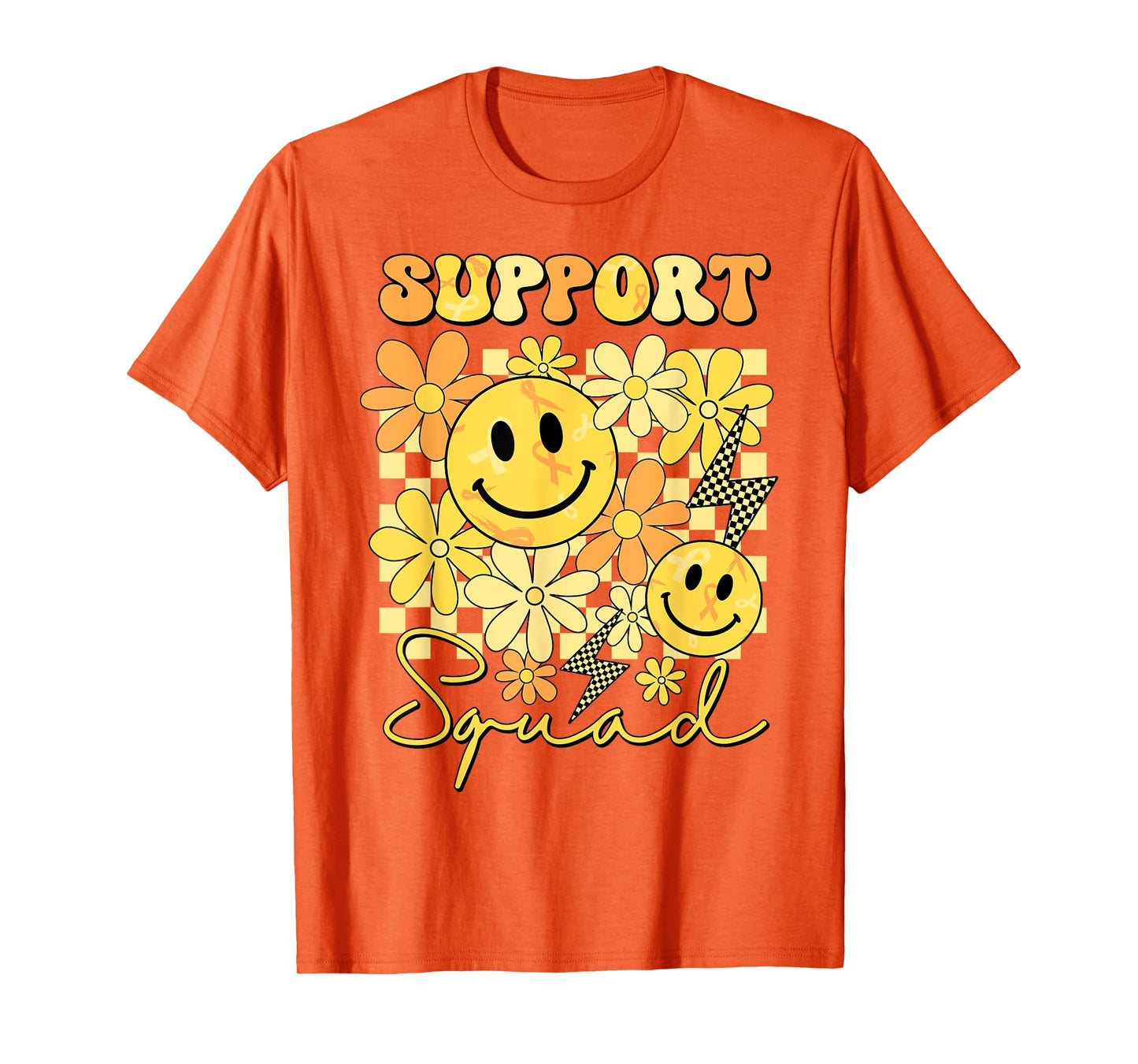 Support Squad Childhood Cancer Smile Face Gold Ribbon Kids T-Shirt
