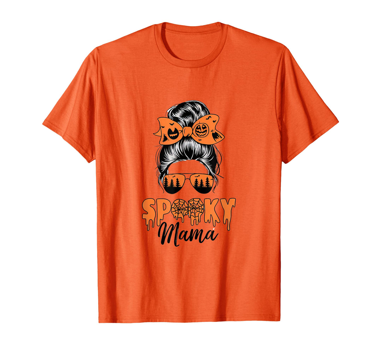 Spooky Mama Mommy Halloween Mom Life Messy Bun T-Shirt