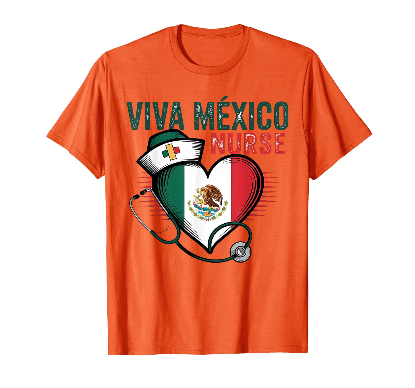 Viva Mexico Nurse Independence Day Mexican Nursing Heart T-Shirt