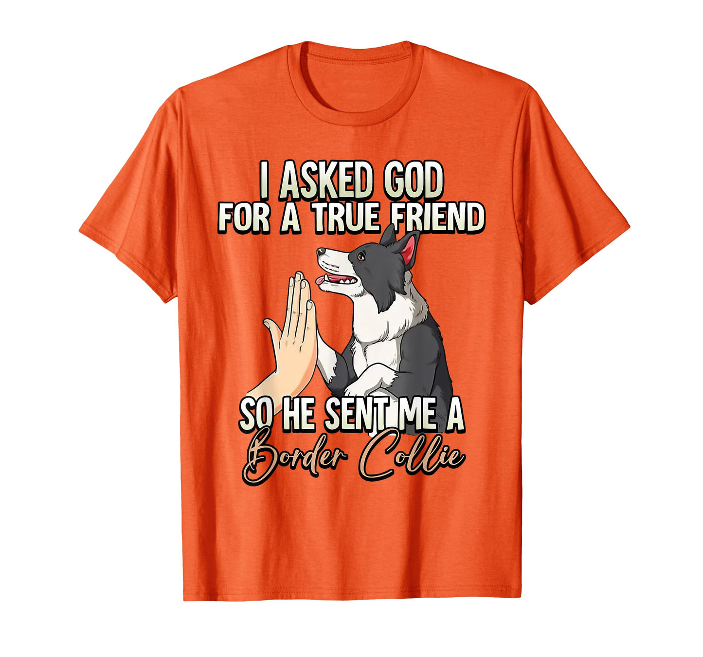 I Asked God For A True Friend So He Sent Me A Border Collie T-Shirt