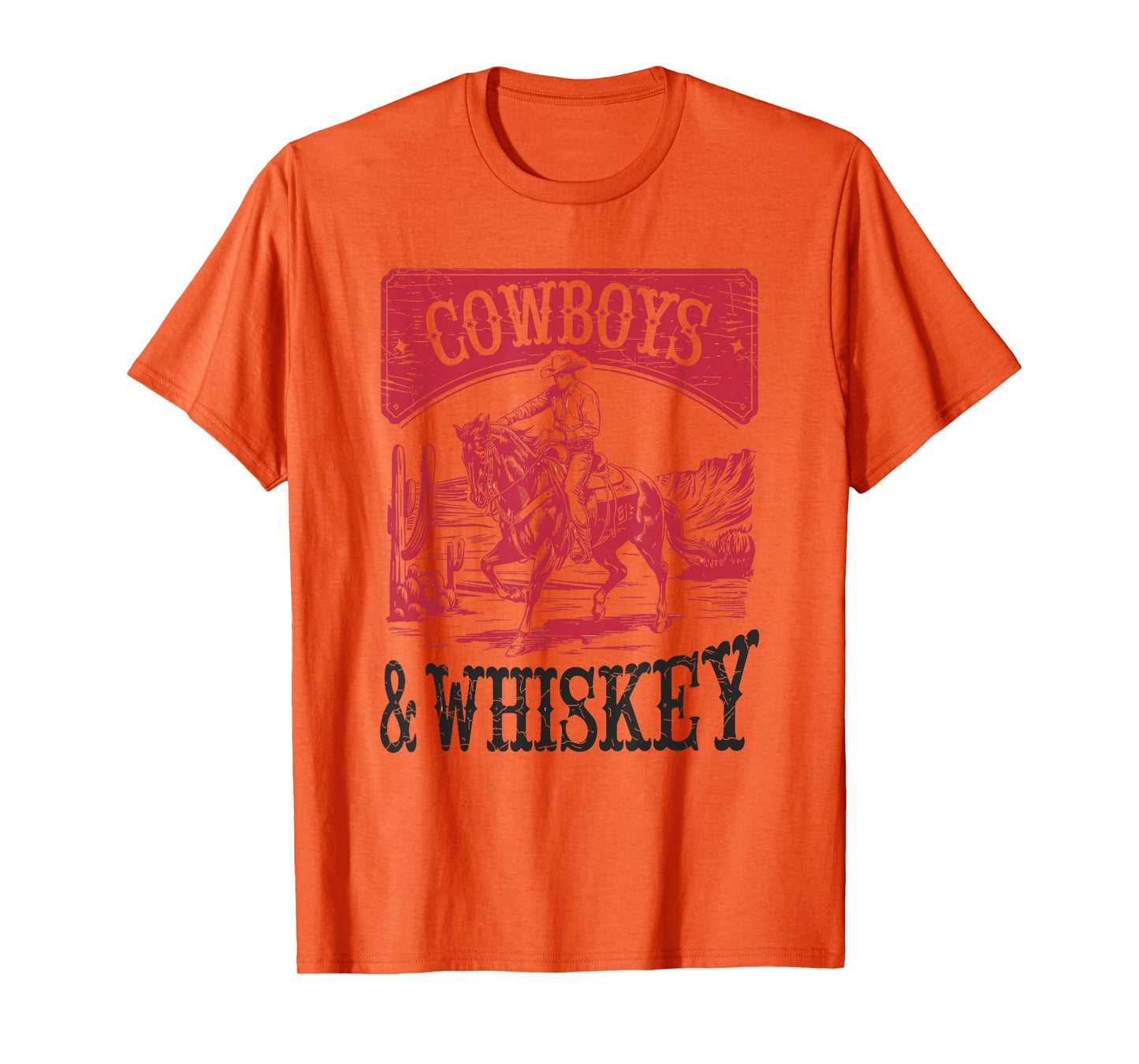 Cowboys & Whiskey, Vintage Bronc Rider Cowgirl T-Shirt