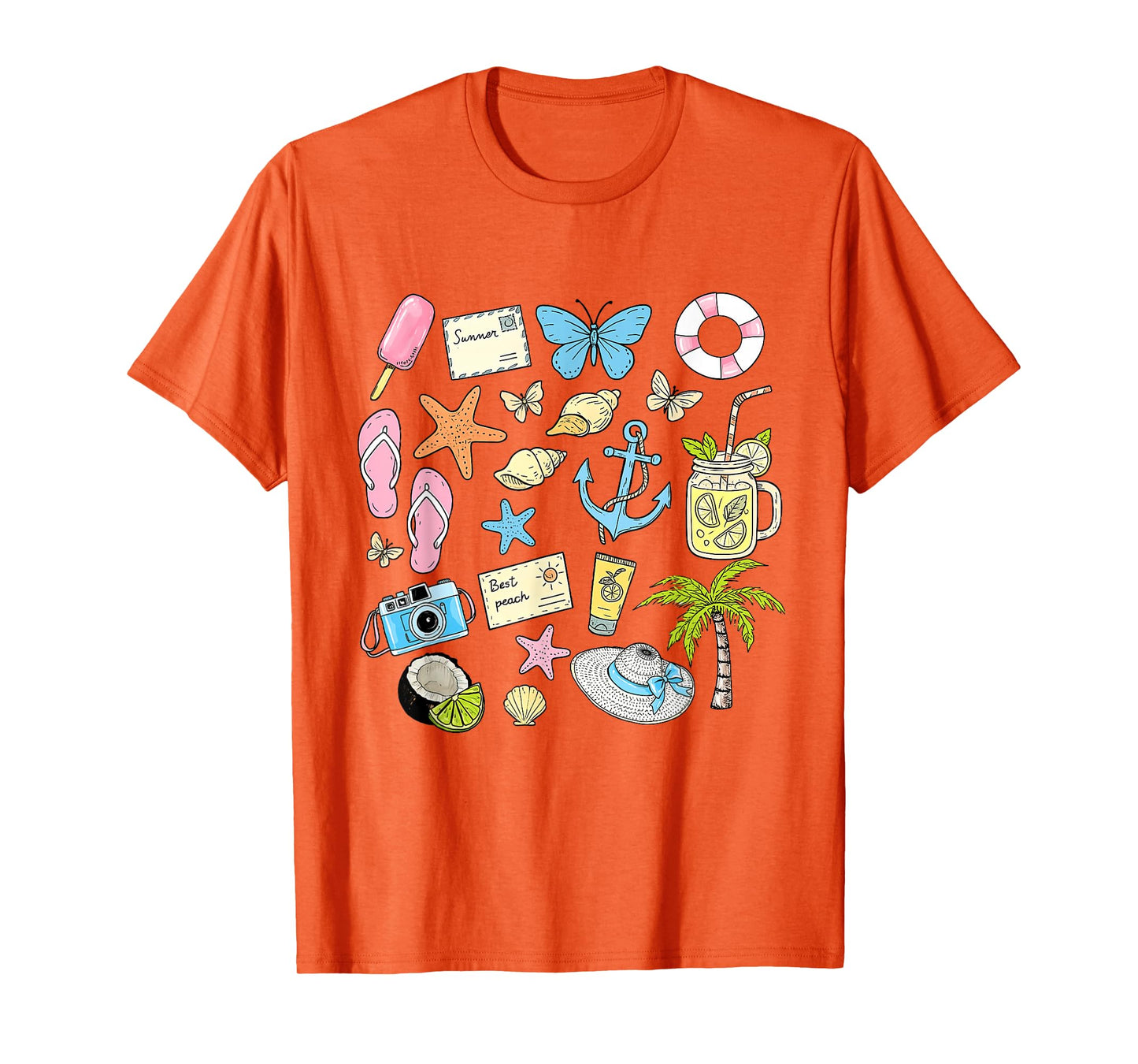Coastal Aesthetic Beach Trip Starfish Seashell Summer Vibes T-Shirt