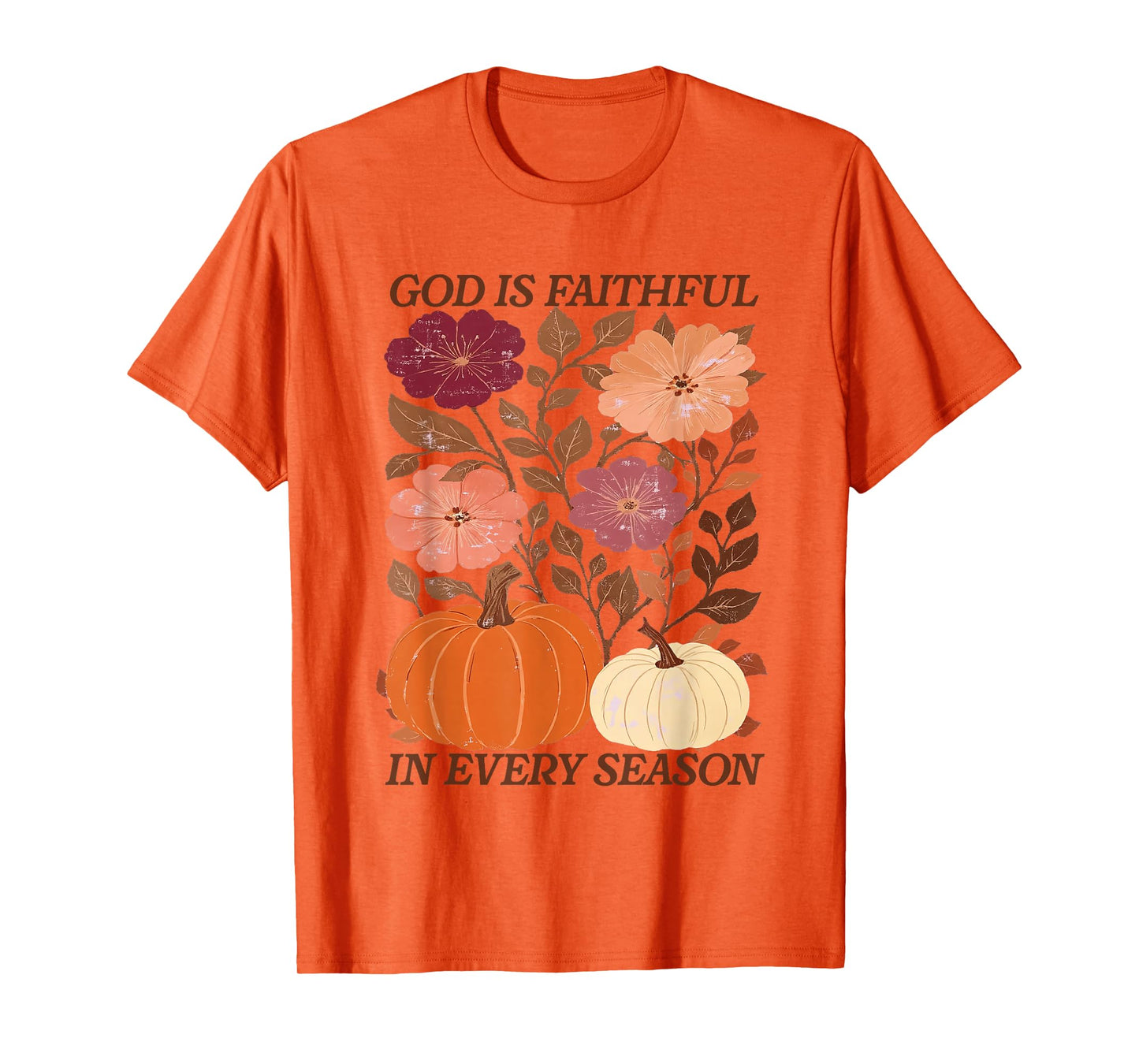 God is Faithful in Every Season Boho Floral Fall Christian T-Shirt
