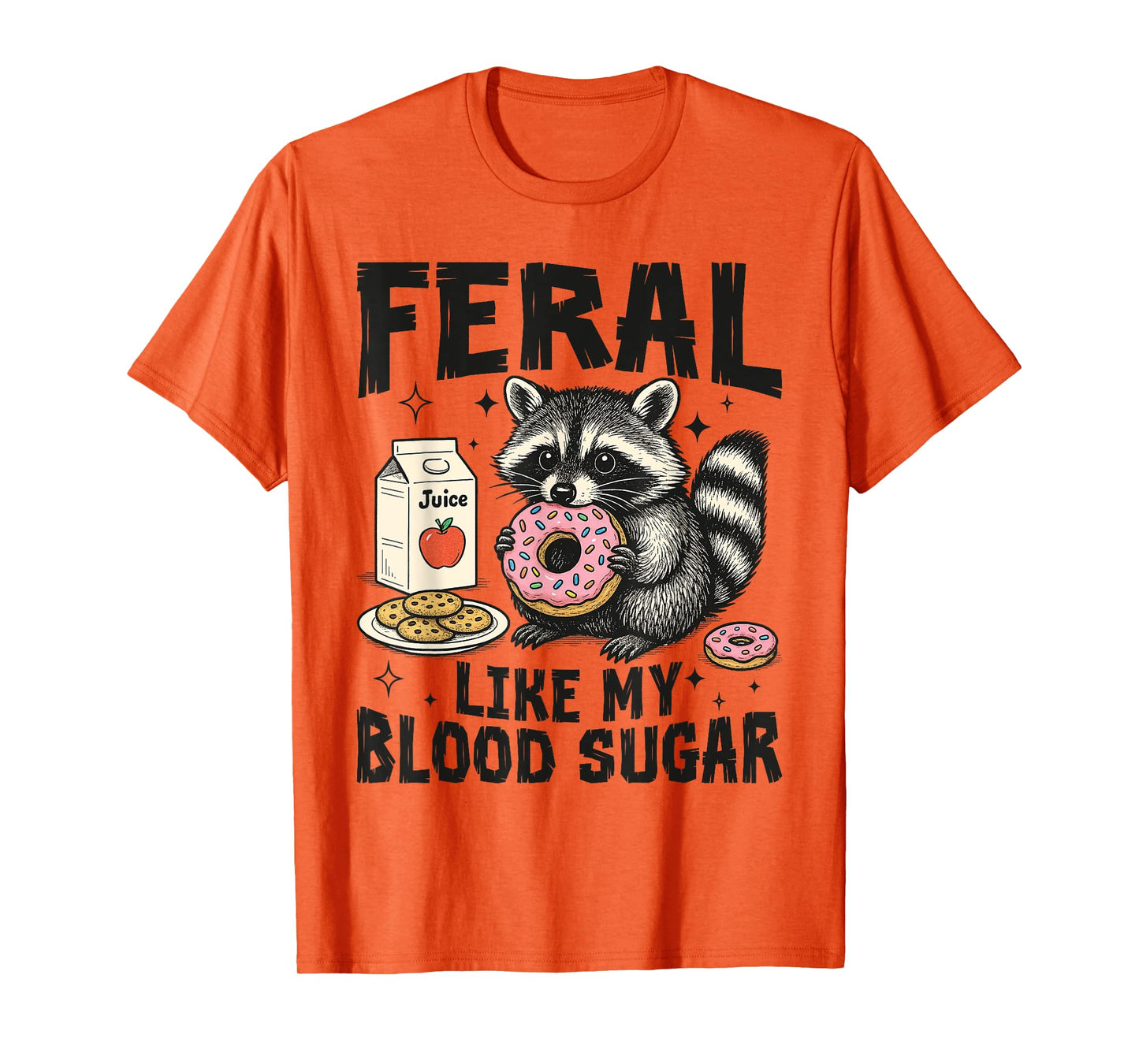 Feral Like My Blood Sugar Funny Diabetes Raccoon Awareness T-Shirt