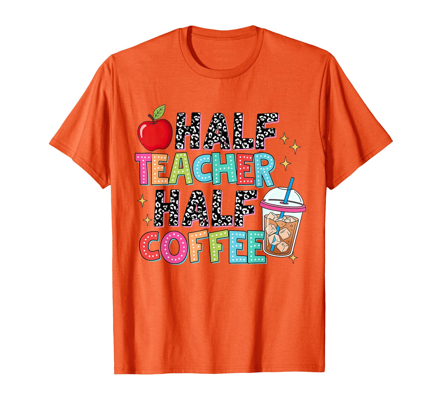 Half Coffee Half Teacher Life Teach Checkered Coffee Lover T-Shirt